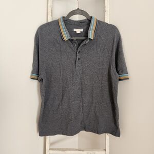 Carbon2Cobalt Mens Medium 100% Cotton Short Sleeve Polo Stripe Sleeve